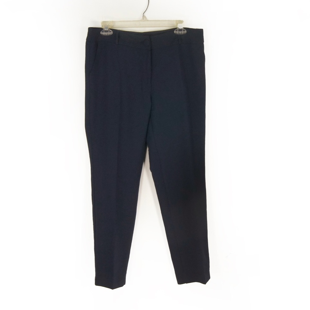 Elisabetta Franchi Dark Navy Blue Straight Leg Trouser Pants
